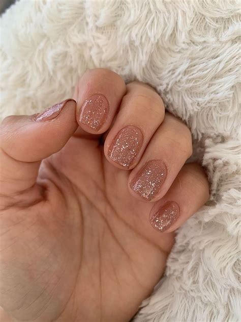 Short Nail Gel Manicure Ideas To Inspire You Nude Nails With Glitter