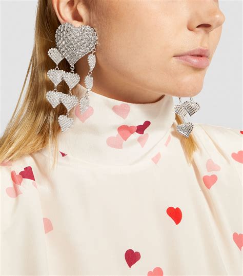 Alessandra Rich Faux Crystal Heart Drop Earrings Harrods Us