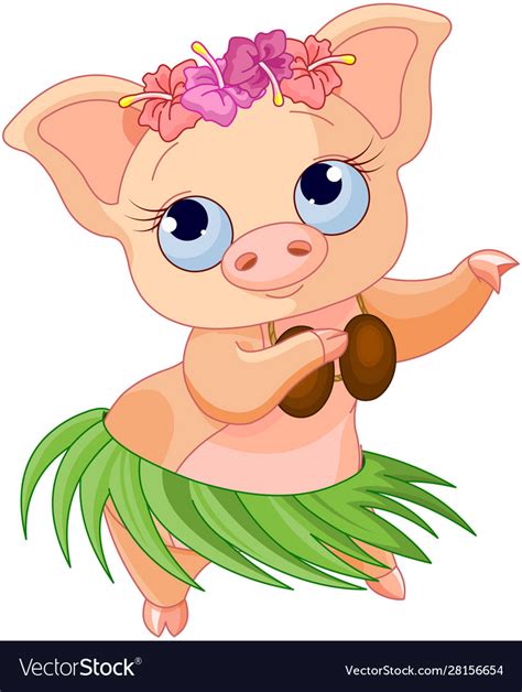 Hula Dancing Pig Royalty Free Vector Image Vectorstock