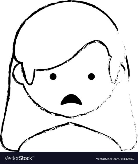 Sketch mother sad face Royalty Free Vector Image