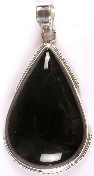 Tear Drop Black Onyx Pendant Exotic India Art