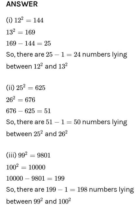 11 Express9 How Many Numbers Lie Between Squares Of The Following Numbers1 12 And 13 Ii