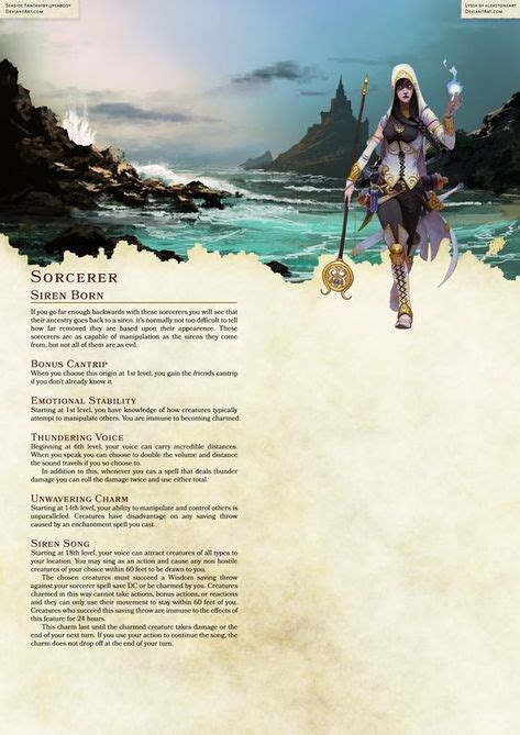 Subclass Sorcerer Siren Born Dungeons And Dragons Classes Dnd 5e Homebrew