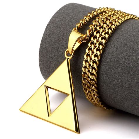 Bling Jewelry Golden Men Women Charm Hollow Inverted Triangle Pendants