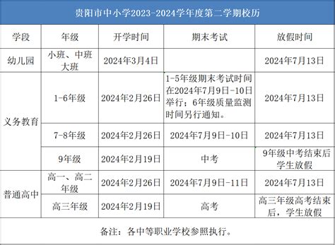 贵阳市2023 2024学年度中小学（幼儿园）开学放假时间公布htt大图教育