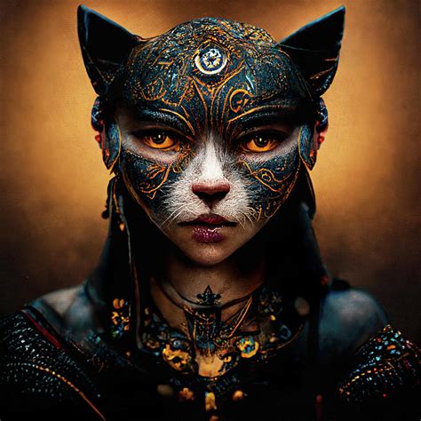 Warrior Cat Woman Sheds a Golden Tear Digital Art by Peggy Collins | Pixels