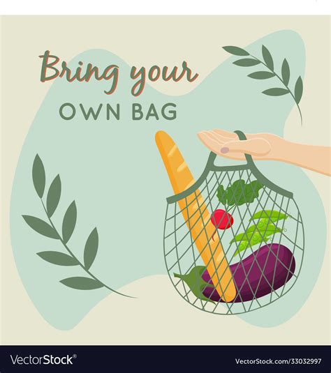 Eco Bag With Element Bring Your Own Bag Royalty Free Vector