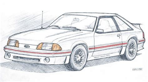 1987 1993 Mustang Gt Automotive Art Print For Sale By Lemireart Mustang Gt Automotive