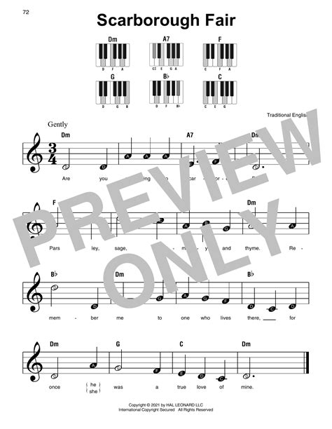 Scarborough Fair By Traditional English Sheet Music For Super Easy