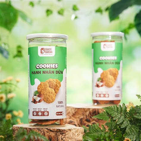 BÁNH COOKIES HẠNH NHÂN DỪA (100G - 250G - 500G) Vua Bánh Hạt