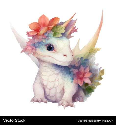 Cute little watercolor dinosaur portrait Vector Image