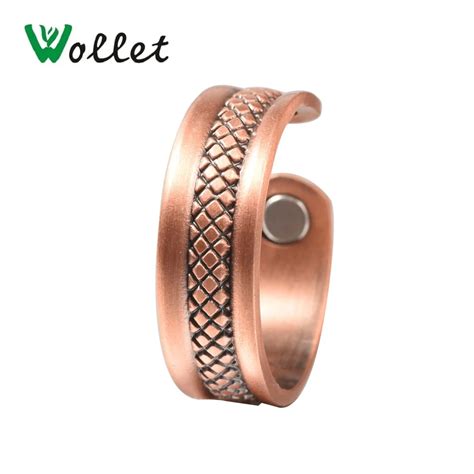 Wollet Jewelry Bio Magnetic Pure Copper Ring For Women Men Magnet