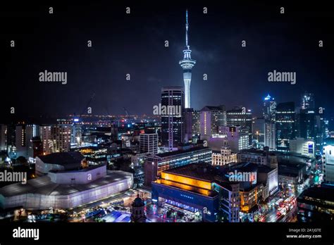 Auckland at night skyline. New Zealand Stock Photo - Alamy