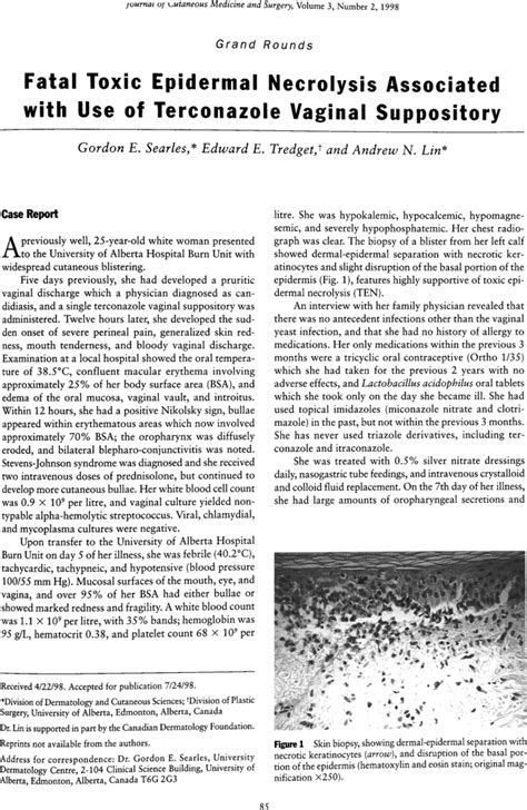 Fatal Toxic Epidermal Necrolysis Associated With Use Of Terconazole