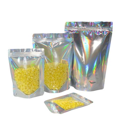 Laser Holograms Color Plastic Stand Up Bag Pouch Foil Bags Holographic