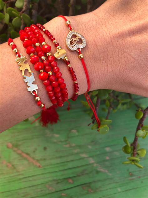 Set de Pulseras Rojas para Mamá Pulseras simples Pulsera con nombres