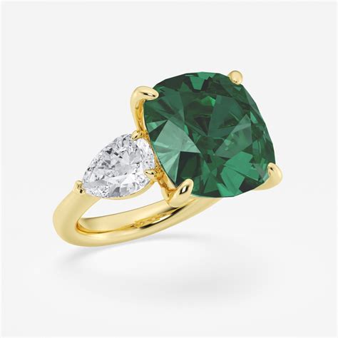 13 4mm Cushion Cut Created Emerald And 2 Ctw Pear Lab Grown Diamond