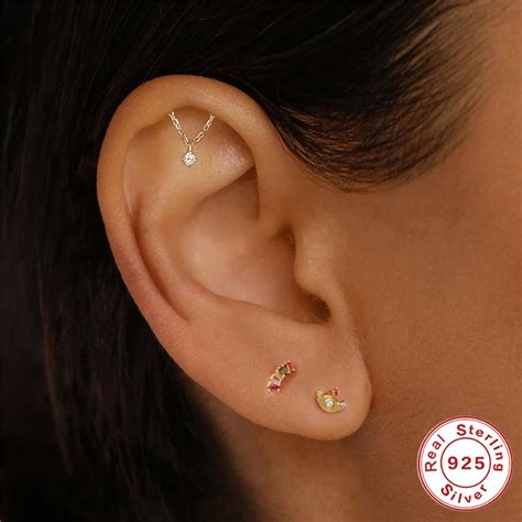 16g Hidden Helix Piercing Helix Earring With Chain Cartilage Etsy