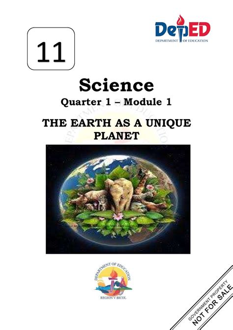 1 Core Subject Science 11 Earth Life Science Q1 Module 1 Science