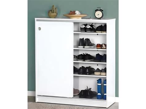 Armoire à chaussures de 2 portes coulissantes coloris blanc longueur