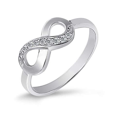 Bling Jewelry Half Pave Cubic Zirconia Cz Love Knot Infinity Promise