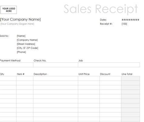 Sales Receipt Template Word | Word Sales Receipt Template