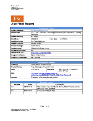 Fillable Online Open Ac Stellar Jisc Final Report The Open University