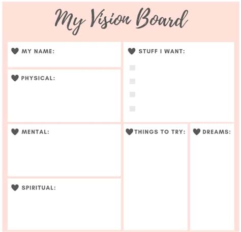 Personal Vision Board Template