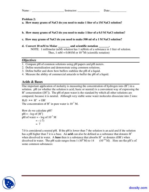 Acids And Bases Biology Lab Manual Docsity