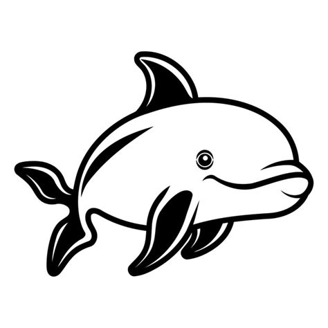 Cute dolphin animal cartoon vector illustration graphic design in black ...