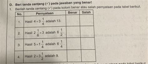 solved beri tanda centang  jawaban  benar kolom benar