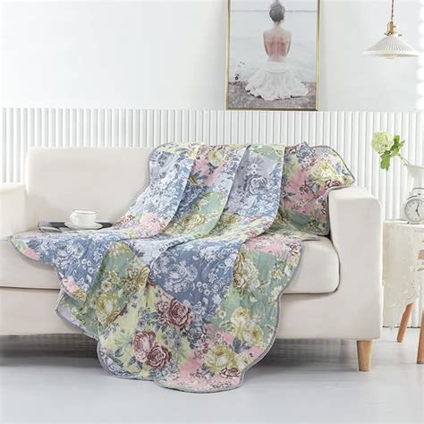 Amazon Greenland Home Emma Patchwork Floral Print Quilted Throw