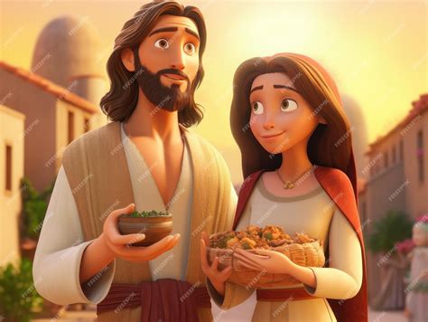 Premium Ai Image A Cartoon Character Jesus And Mary Magdalene