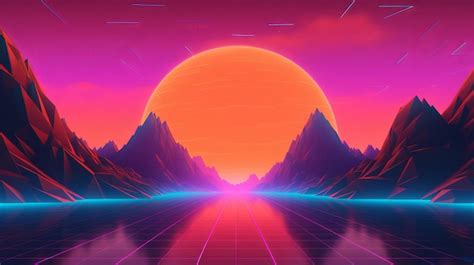 Premium AI Image | 80s Synthwave Retrowave Background Wallpaper