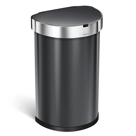 simplehuman 45-Liter Black Stainless Steel Steel Touchless Trash Can ...