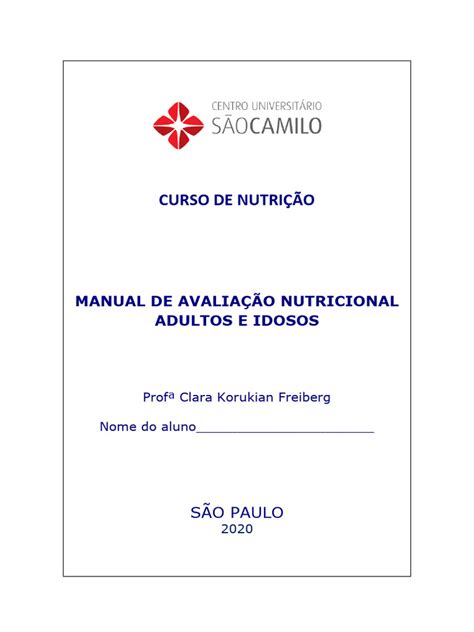 Anai Manual De Avaliação Nutricional De Adultos E Idosos Pdf