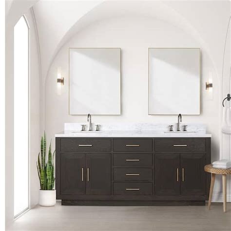 Lexora Condor In W X In D Brown Oak Double Bath Vanity Carrara