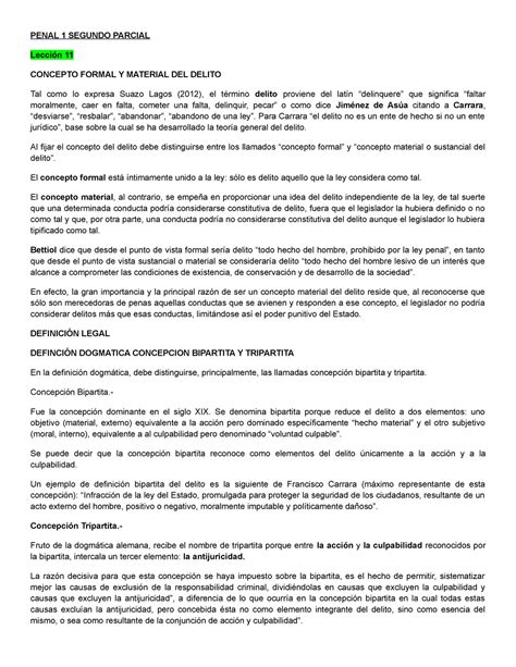 Penal Segundo Parcial Penal Segundo Parcial Lecci N Concepto