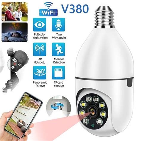 Wireless 360 Rotate Auto Tracking Panoramic Camera Light Bulb Camera