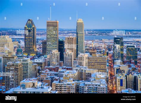 Montreal skyline at sunset, in Winter Stock Photo - Alamy