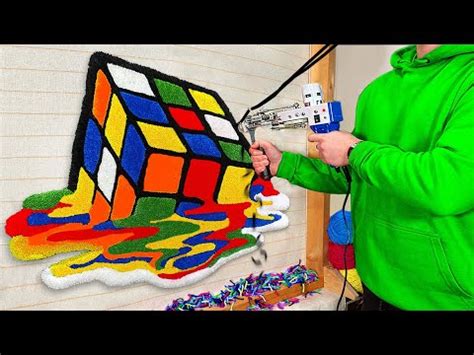 Asmr Rug Tufting Rubik S Cube Rug Start To Finish Youtube