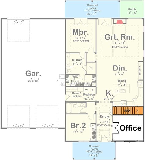 Bed Square Foot Modern House Plan With Drive Through Garage