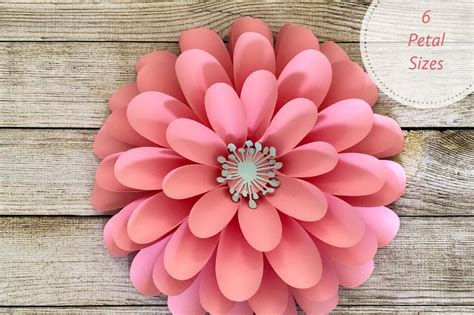 Paper Flower Template Wall Paper Flowers For Events And Wedding Décor Pdf Printable Trace And