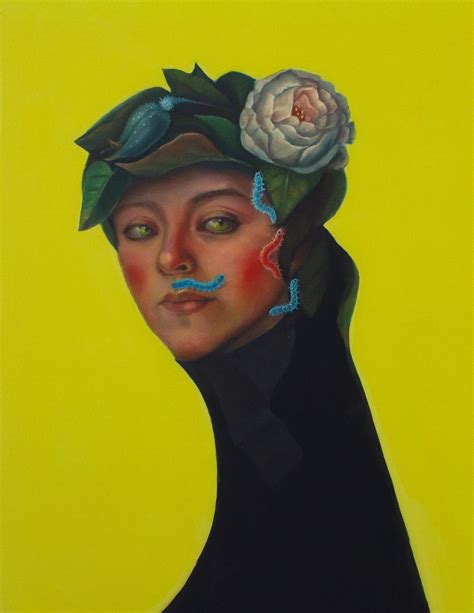 Neznakomka. Floral Headdress and Caterpillars Female Portrait. Limited