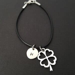 Four Leaf Clover Charm Bracelet Cord Bracelet Luck - Etsy