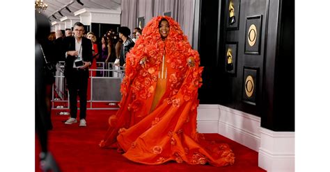 Lizzos Floral Cape Dress At The Grammys 2023 Photos Popsugar