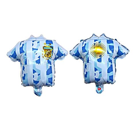 Globo Camiseta Metalizada 25 cm Argentina Cotillón Party Expres