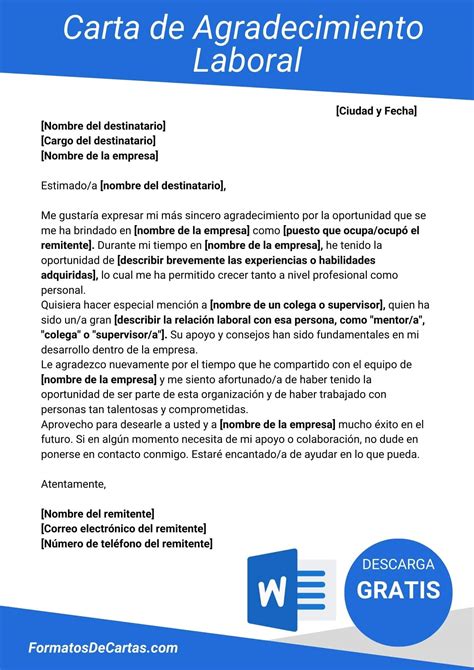 Carta De Agradecimiento Laboral 2023 Formatos De Cartas