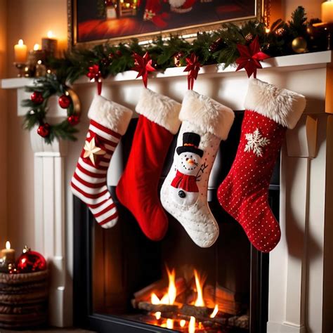 Premium AI Image | christmas stockings on fireplace