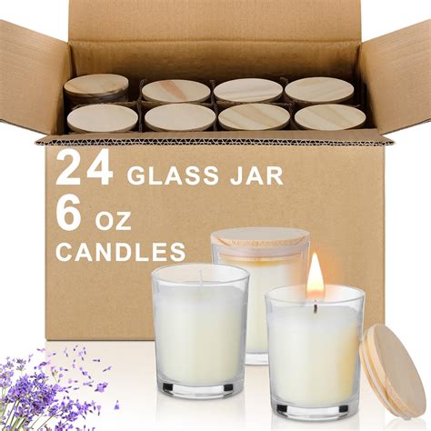 Yungyan 24 Pcs Lavender Scented Candles For Home 6 Oz Glass Jar Candle